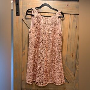 Badgley Mischka rose gold  Lace Sleeveless A-Line Dress, Sz 12